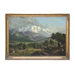 勃朗峰景色的大型画作，布面油画，……