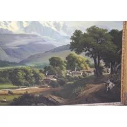 勃朗峰景色的大型画作，布面油画，……