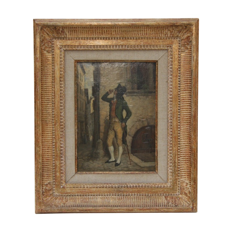 Oil painting on wood with gilded wooden frame, signed lower … - Moinat - Painting - Portrait Oil painting on wood with gilded wooden frame, signed lower … - Moinat - Painting - Portrait