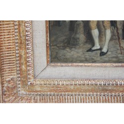 Oil painting on wood with gilded wooden frame, signed lower …