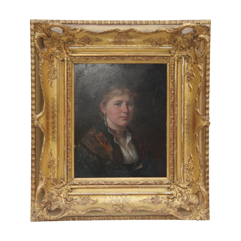 Oil painting on wood “woman with scarf” unsigned and with … - Moinat - Painting - Portrait Oil painting on wood “woman with scarf” unsigned and with … - Moinat - Painting - Portrait