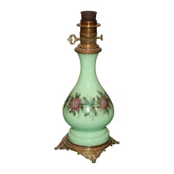 Lamp in green porcelain and floral decoration without …