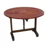 Table de vigneron ronde en chêne avec plateau en cuir, … - Moinat - Tables de salle à manger