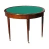Halbmondtisch im Louis XVI-Stil aus Mahagoni, 3 Platten, davon 1 mit grünem Samt bezogen - Moinat - Tables à jeux, Tables d échangeur Halbmondtisch im Louis XVI-Stil aus Mahagoni, 3 Platten, davon 1 mit grünem Samt bezogen - Moinat - Tables à jeux, Tables d échangeur
