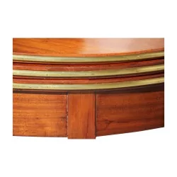 Halbmondtisch im Louis XVI-Stil aus Mahagoni, 3 Platten, davon 1 mit grünem Samt bezogen