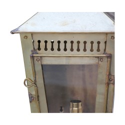 Pair of polished brass lanterns with bulb to …