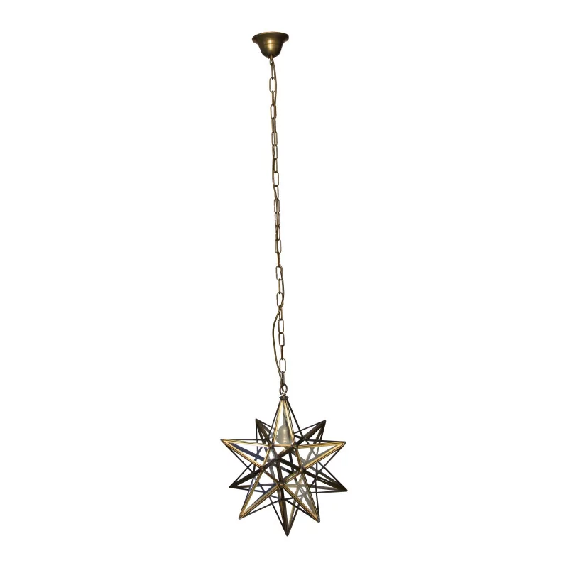 “Star” lantern in glass and patinated brass, mounted on a … - Moinat - Chandeliers, Ceiling lamps