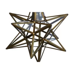 “Star” lantern in glass and patinated brass, mounted on a …