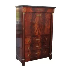 Empire secretaire in flamed mahogany and detached columns, …