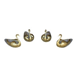 Pair of decorative swans in glass and vermeil design by …