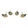 Pair of decorative swans in glass and vermeil design by … - Moinat - Silverware