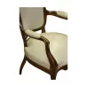 Paire de fauteuils Napoléon III en simili cuir coloris blanc. - Moinat - Fauteuils