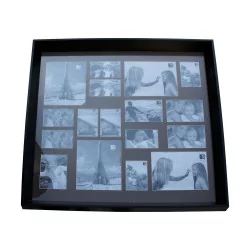 Large frame of 17 photos with black wooden frame XL model