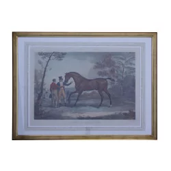 Engraving under glass “Horse going to the merry-go-round” with …