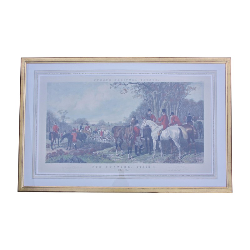 Glass engraving \"Fox hunting Plate 1 - The Meet\" with - Moinat - Prints, Reproductions Glass engraving \"Fox hunting Plate 1 - The Meet\" with - Moinat - Prints, Reproductions