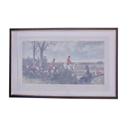 玻璃下雕刻“Fox hunting Plate 3 - The Run”，带框......