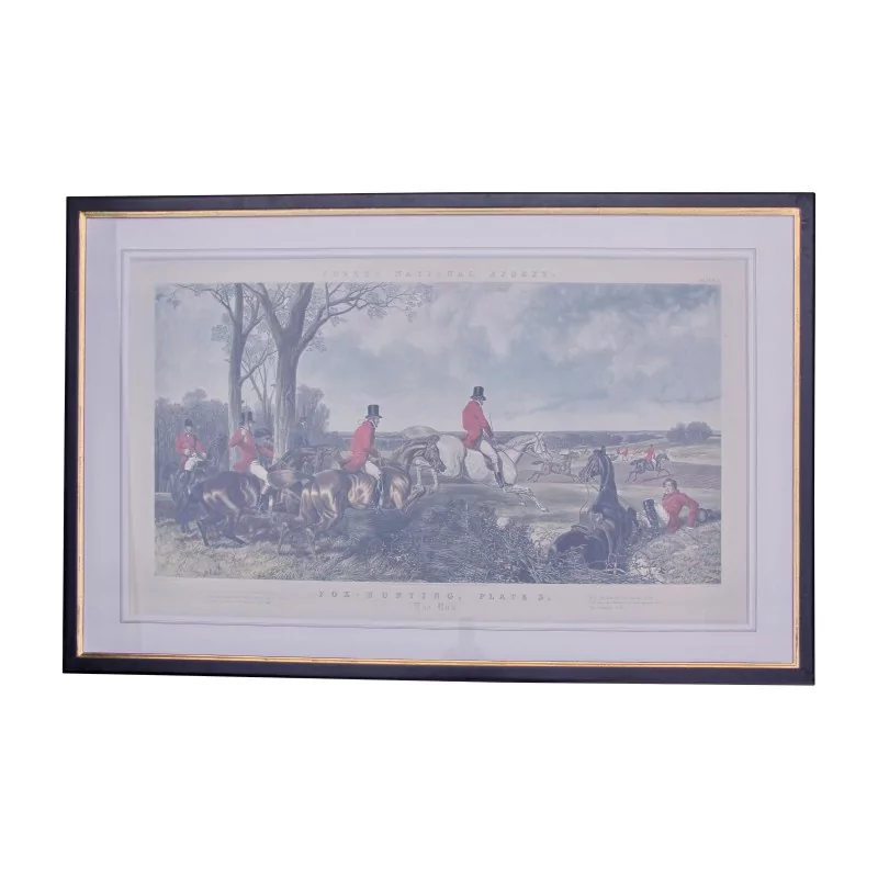 玻璃下雕刻“Fox hunting Plate 3 - The Run”，带框...... - Moinat - 版画