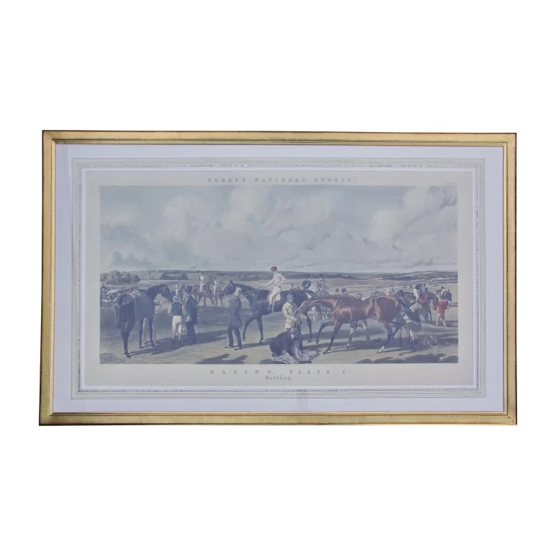 Gravure sous verre “Racing Plate 1 - Couse de chevaux” 19ème … - Moinat - Gravures