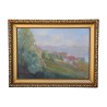 Ölgemälde auf Leinwand „Village de Lavaux“ signiert unten … - Moinat - Gemälden - Landschaften