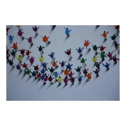 Tableau moderne "Bonshommes" rond sur toile