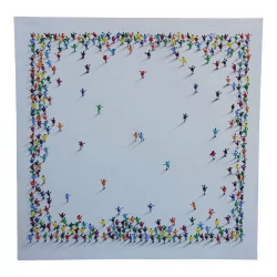 Modernes quadratisches „Männer“-Gemälde auf Leinwand