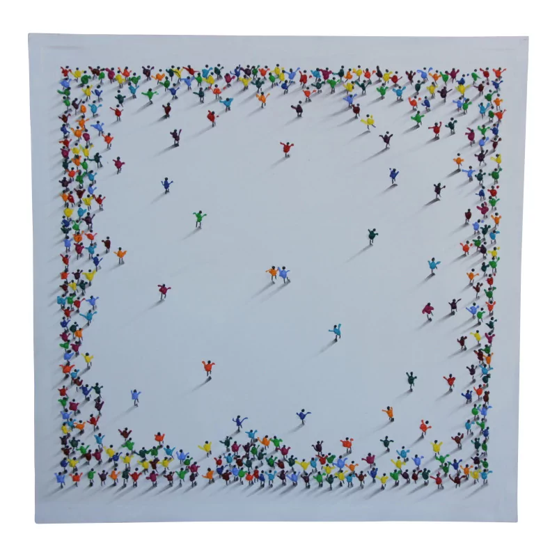 Modernes quadratisches „Männer“-Gemälde auf Leinwand - Moinat - Gemälden - Verschieden