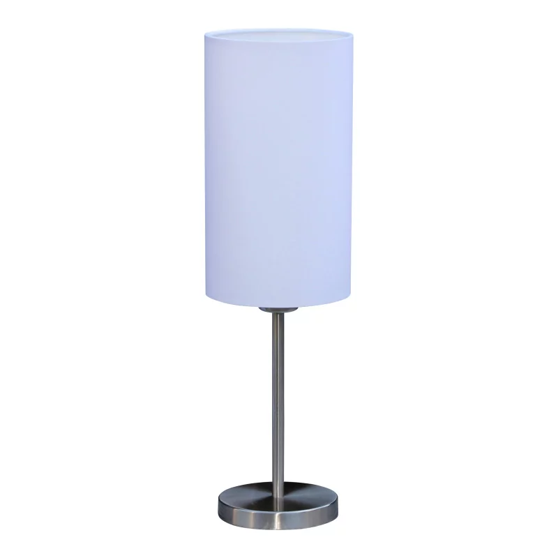 Lampe de table en nickel mat avec abat-jour en chintz coloris … - Moinat - Lampes de table