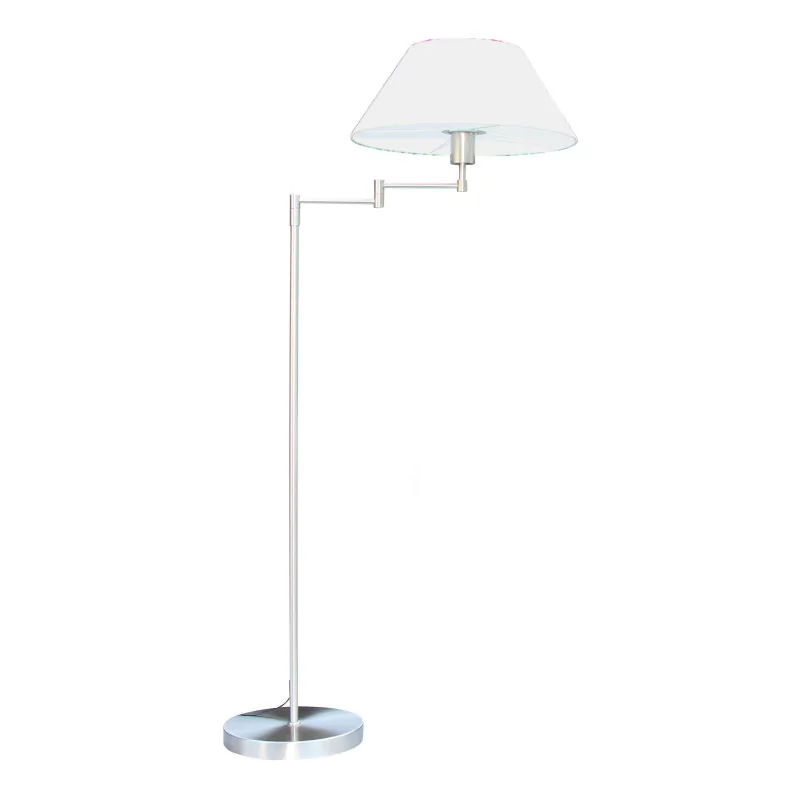 Bridge floor lamp in matt nickel adjustable, with lampshade. - Moinat - Standing lamps