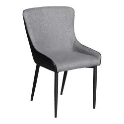 把 Darling 椅子，配有黑色钻石靠背和灰色织物前面板。