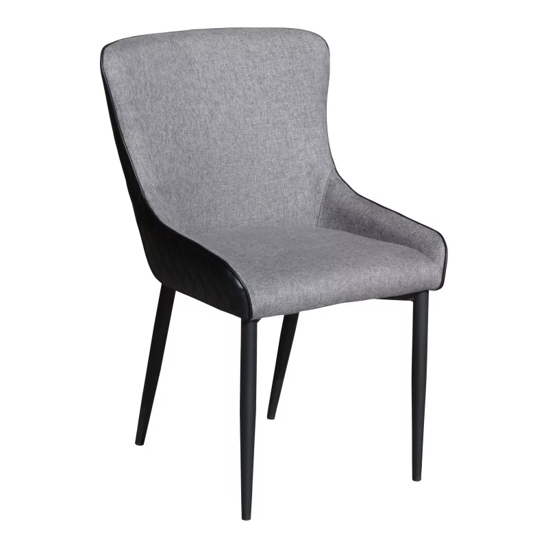 Chaise Darling dos diamant noir et devant tissu gris. - Moinat - Chaises Chaise Darling dos diamant noir et devant tissu gris. - Moinat - Chaises