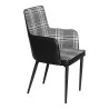 Armchair with black faux back and Burberry fabric front - Moinat - Armchairs