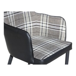 Fauteuil dos simili noir et devant tissu Burberry