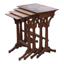 Jeu de 4 tables gigognes, signées Émile GALLÉ (1846-1904), …
