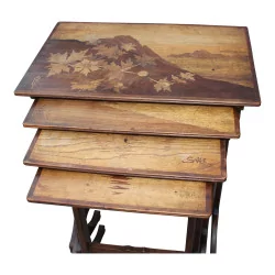 Set of 4 nesting tables, signed Émile GALLÉ (1846-1904), …