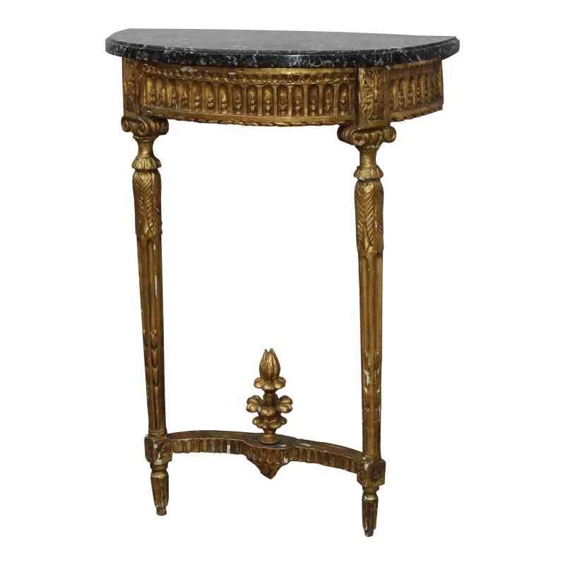 Console demi-lune Louis XVI, en bois doré mouluré et sculpté, … - Moinat - Consoles, Dessertes, Dos de canapé Console demi-lune Louis XVI, en bois doré mouluré et sculpté, … - Moinat - Consoles, Dessertes, Dos de canapé