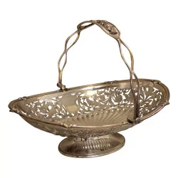 Perforated basket in silver metal, 667 g. 20th century