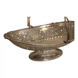 Perforated basket in silver metal, 667 g. 20th century
