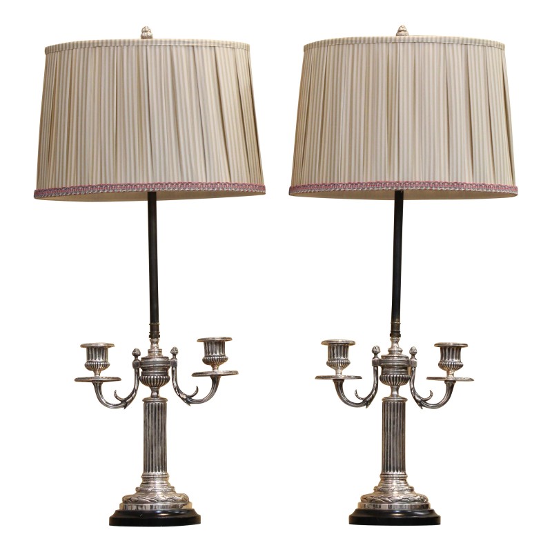 Pair of lamp in the shape of candelabra with two arms of light, … - Moinat - Table lamps Pair of lamp in the shape of candelabra with two arms of light, … - Moinat - Table lamps