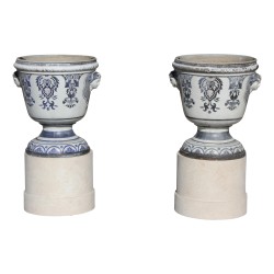 Paire de vases en fonte émaillée avec intérieur bac en zinc et …