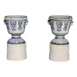 Paire de vases en fonte émaillée avec intérieur bac en zinc et …
