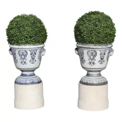 Paire de vases en fonte émaillée avec intérieur bac en zinc et …