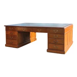 Large partnerdesk, fully removable, with leather writing desk...