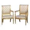 Pair of Louis XVI Directoire armchairs in gilded wood, … - Moinat - Armchairs