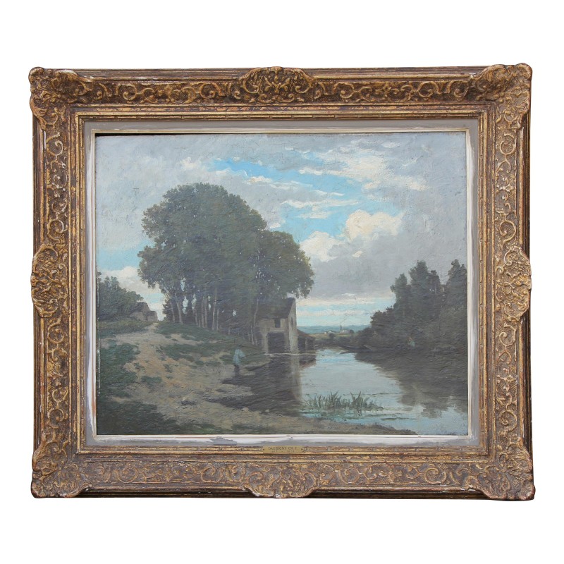 Tableau huile sur bois " Rivière et paysage avec Moulin" signé - Moinat - Tableaux - Paysage Tableau huile sur bois " Rivière et paysage avec Moulin" signé - Moinat - Tableaux - Paysage