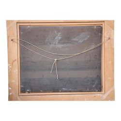 Tableau huile sur bois " Rivière et paysage avec Moulin" signé