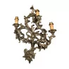 wooden wall light, 3 lights, with old silver patina. - Moinat - Wall lights, Sconces