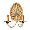 polychrome painted wooden wall lamp with 2 lights. - Moinat - Wall lights, Sconces