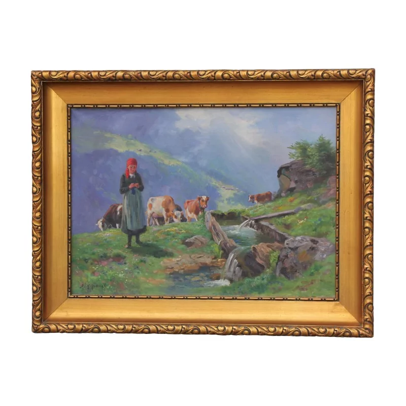 Tableau huile sur toile signé en bas à gauche Fritz Edouard … - Moinat - Tableaux - Portrait