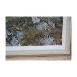 幅布面油画“马特洪峰”，署名右下方 E. …