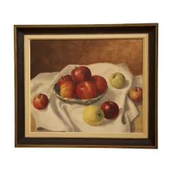 Oil painting on canvas, still life “Fruit basket” …